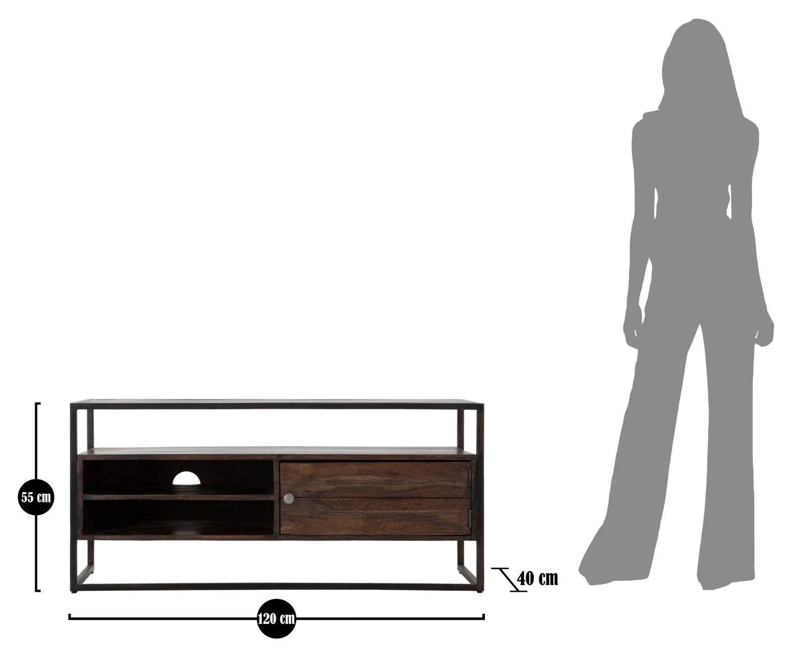 Mobile Porta TV in Legno Massello di Acacia Nilotica - Design Moderno e Spazio di Archiviazione Elegante 120x40x55 cm - Image 8