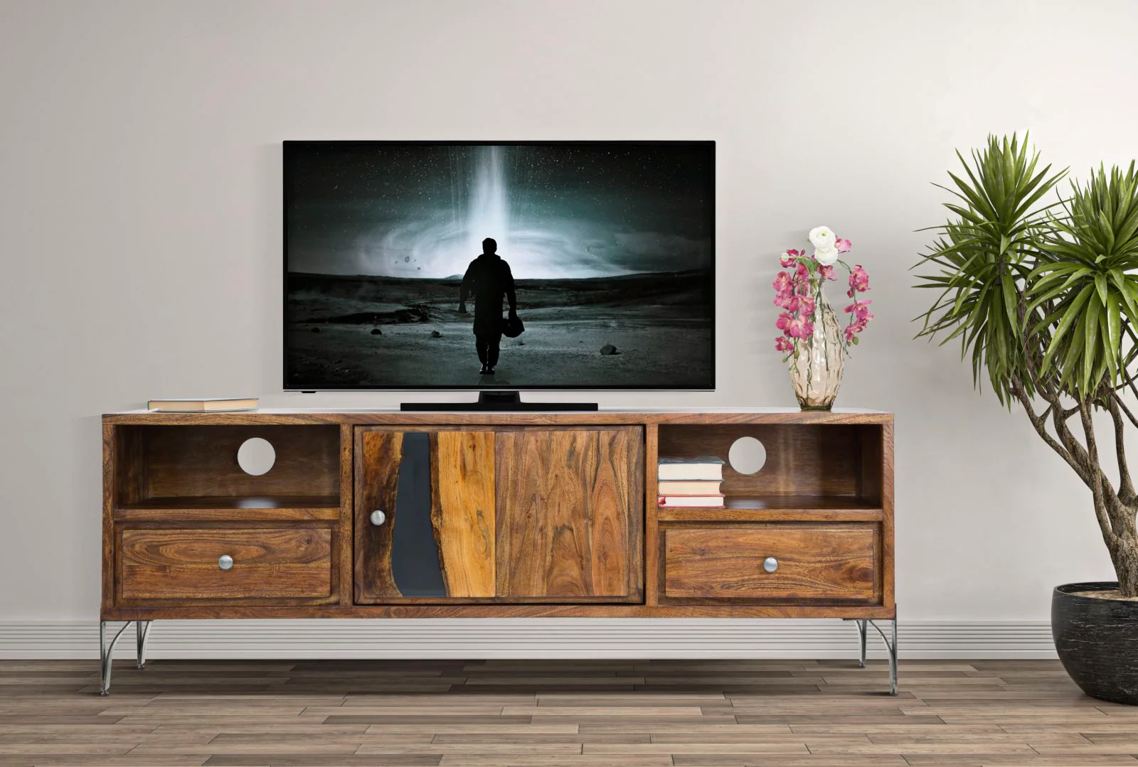 Mobile Porta TV Mustang in Acacia Nilotica 175x40x60 cm - Image 4