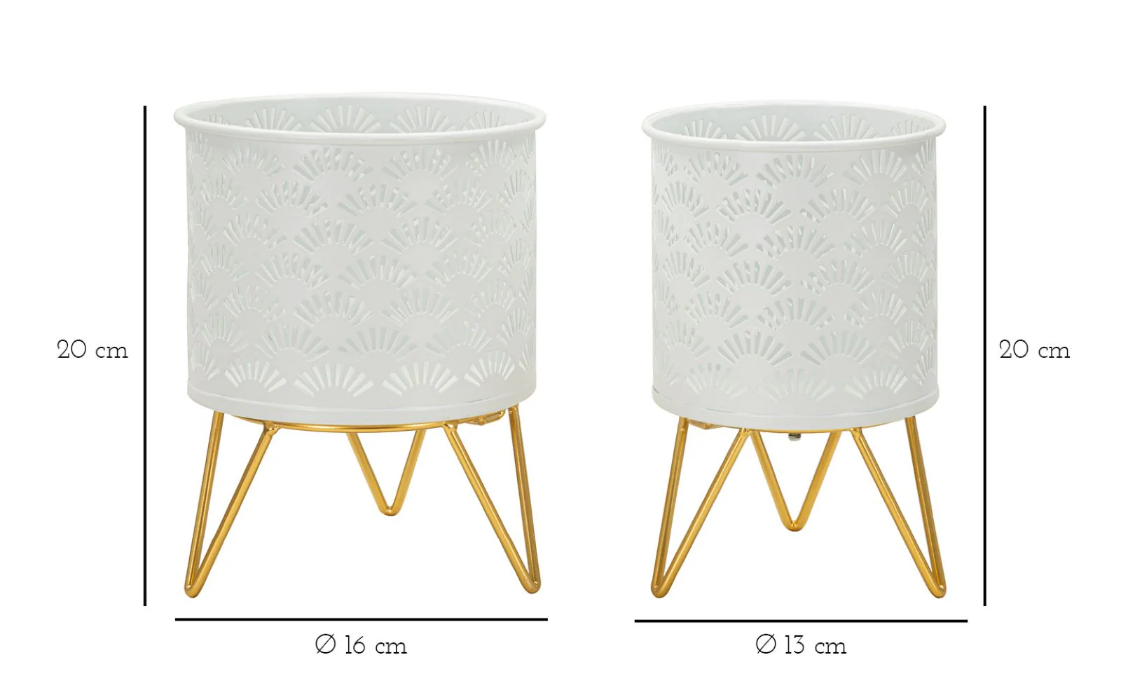 Coppia di Vasi Eleganti Carly in Metallo con Supporto Dorato cm ø 16x20-13x20 - Image 6