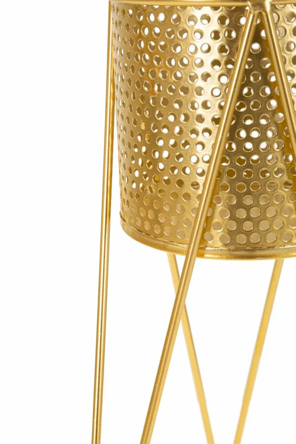 Coppia di Portavasi Eleganti in Metallo Dorato cm 21x20x46 e 18x18x32 - Image 4