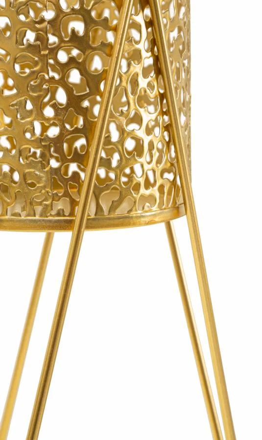 Coppia di Portavasi in Metallo Dorato con Design Elegante e Intagli Decorativi - Image 2