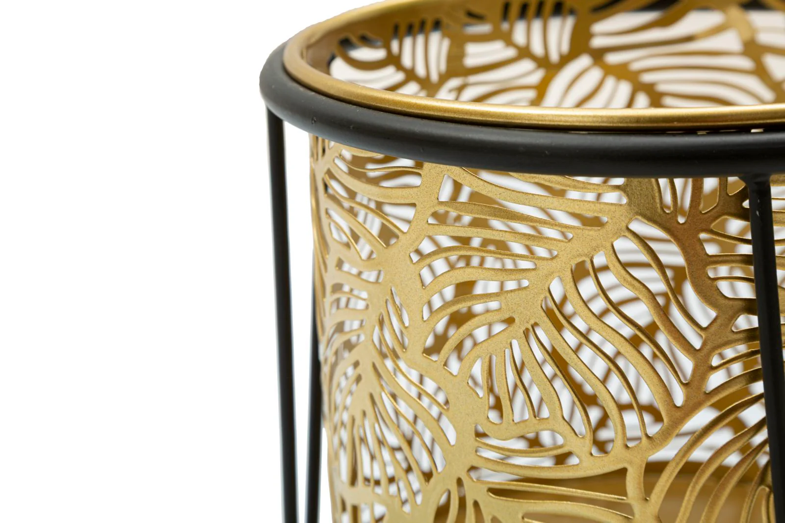Coppia di Vasi Leavy in Metallo con Design Naturale - Ø 21x40 cm e 19x22 cm - Image 4
