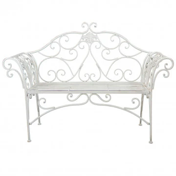 Panca Eloise bianco antico - Panca da giardino in acciaio verniciato, colore bianco, 136 x 46 x 96 h c