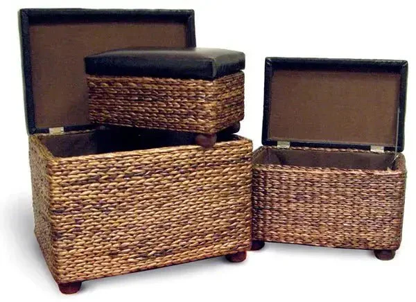 Panca olivier set 3 pezzi noce/marrone ecopelle