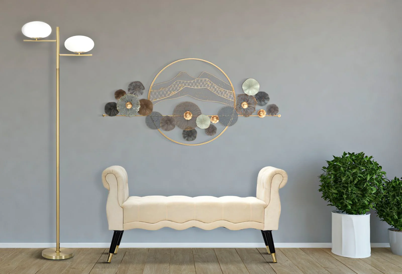 Panchetta Elegante Paris in Crema e Oro cm 120x40x60 - Image 8