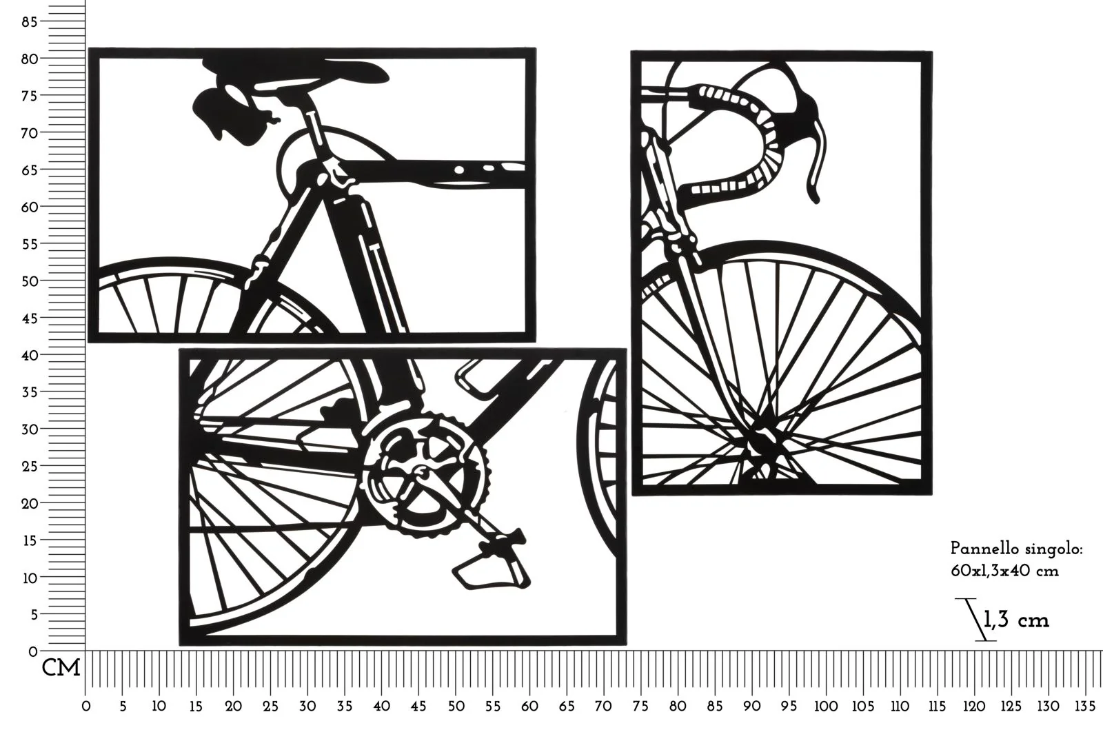Set di Pannelli Decorativi 3D Bike in Metallo - 3 Pezzi 40x1,3x60 cm - Image 6