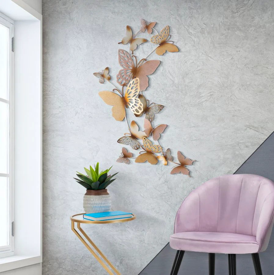 Pannello Decorativo 3D Farfalle Oro/Rosa cm 59,5x4x111,5 - Image 5