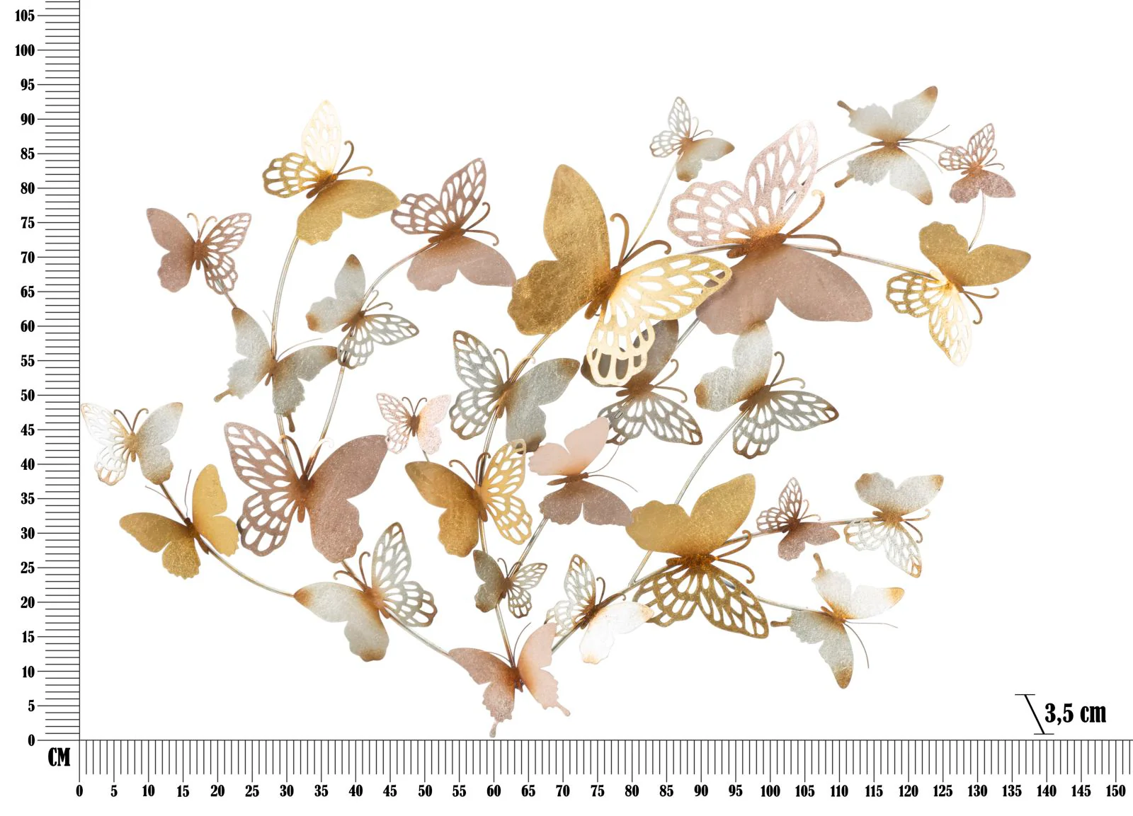 Pannello decorativo 3D Farfalle Oro/Rosa cm 132x3,5x95,5 - Image 4