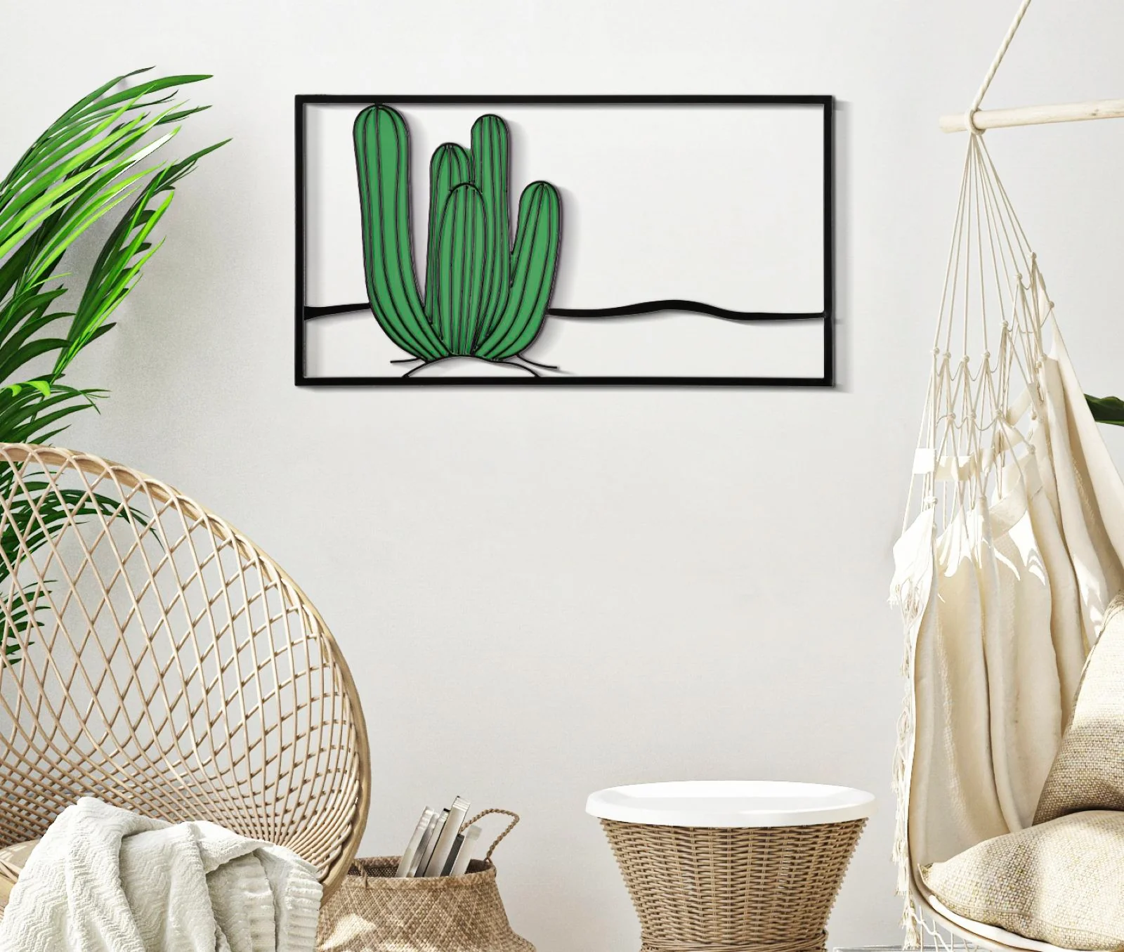 Pannello decorativo 3D murale cactus in metallo cm 60x1,3x33 - Image 5