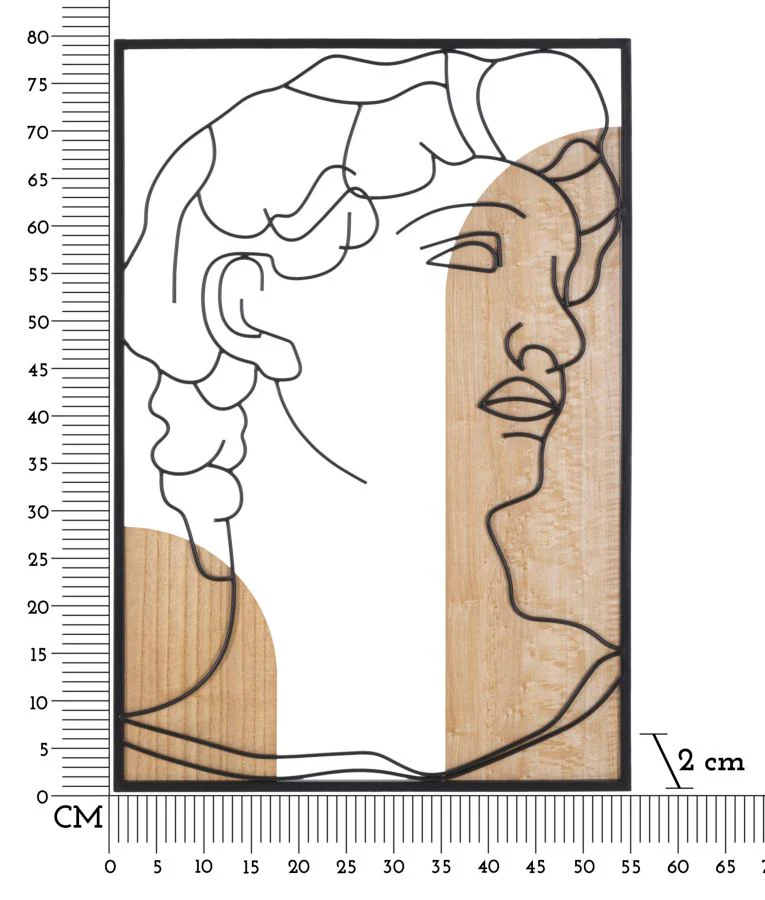 Pannello decorativo 3D David in metallo e legno - cm 55x2x80 - Image 6