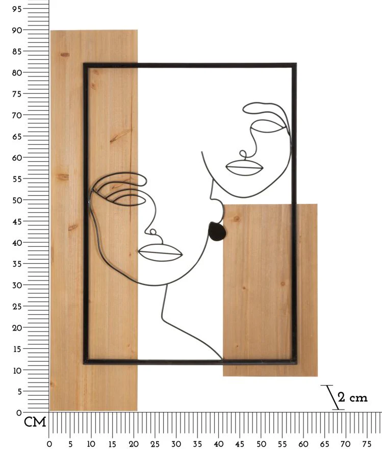 Pannello decorativo Faces in ferro e legno 3D cm 63x2x90 - Image 6