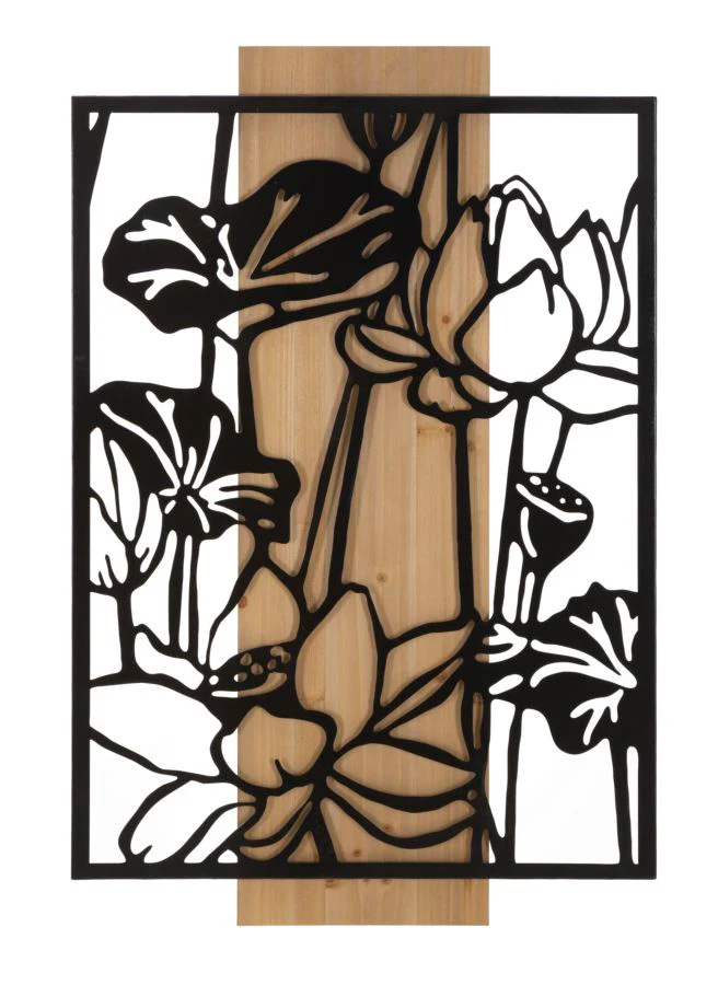 Pannello decorativo in ferro e legno Lotus 60x2x90 cm - Image 2