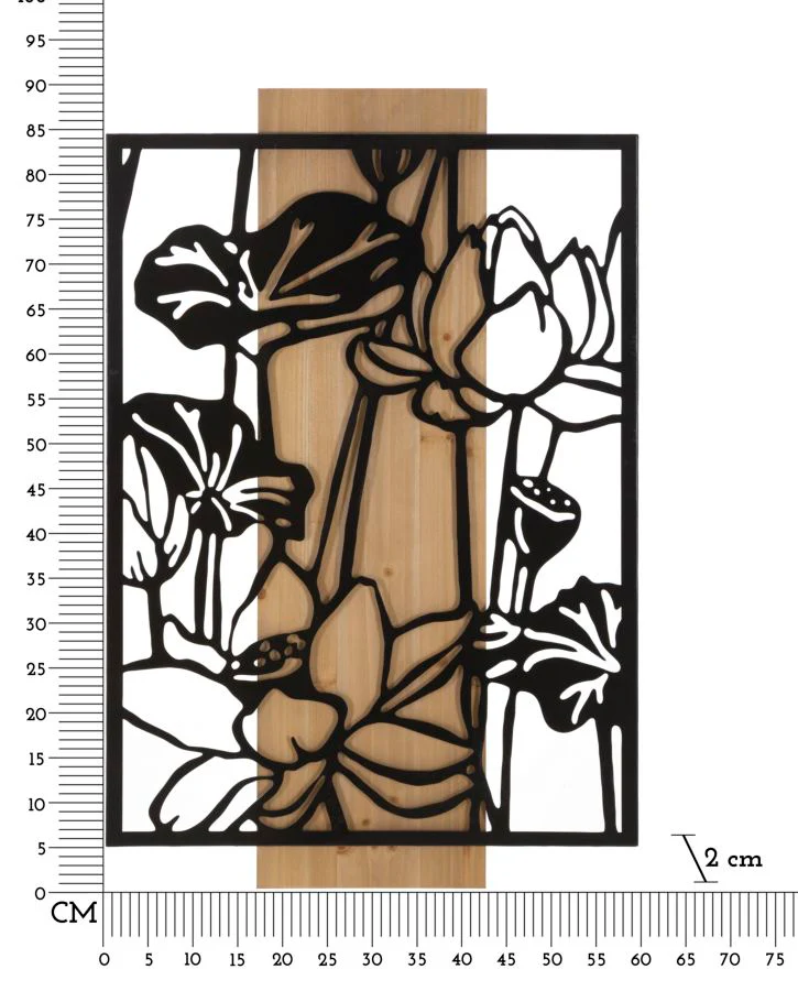 Pannello decorativo in ferro e legno Lotus 60x2x90 cm - Image 7