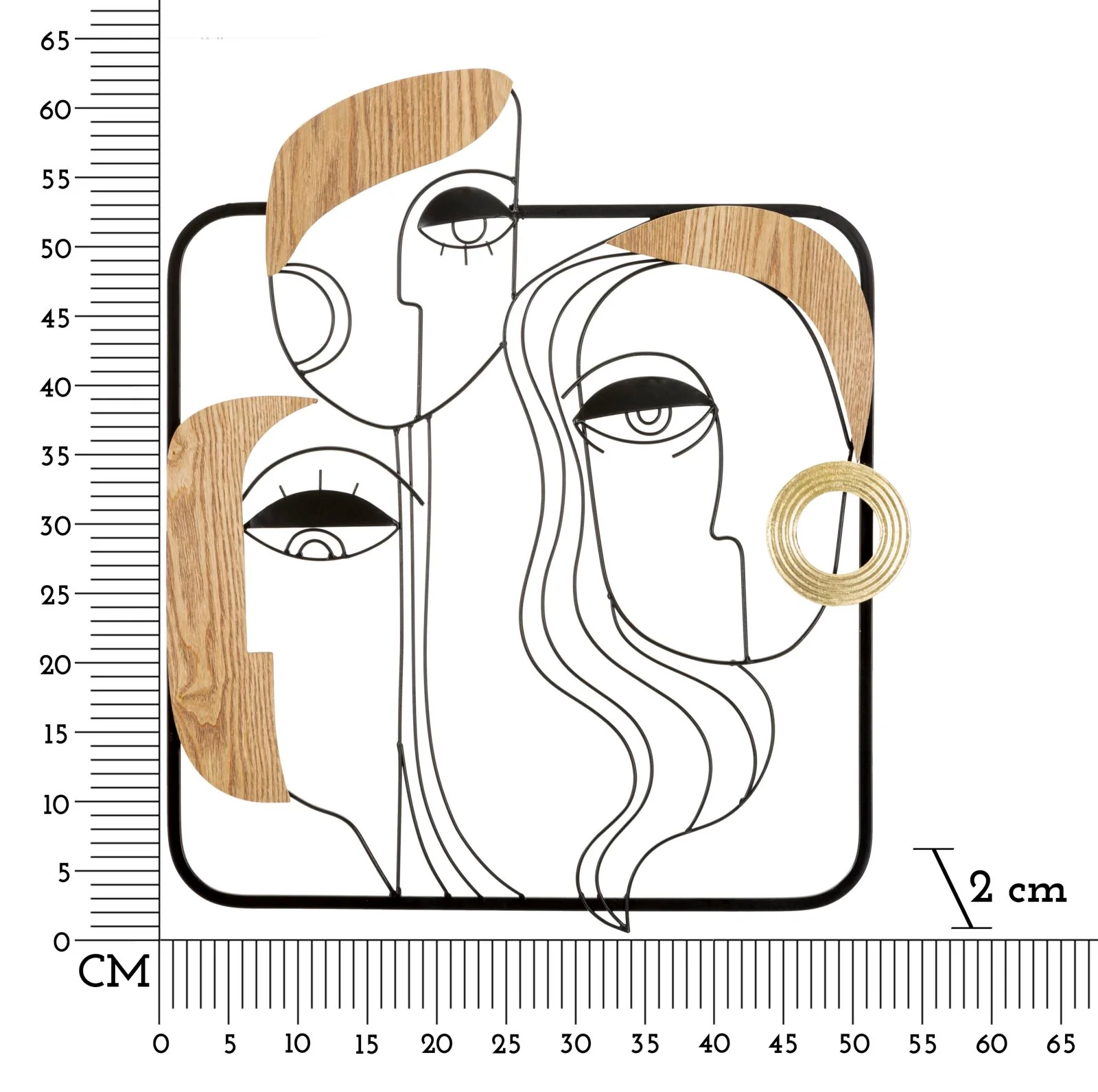 Pannello Decorativo Picassy in Metallo e Legno cm 52x2x63 - Image 6