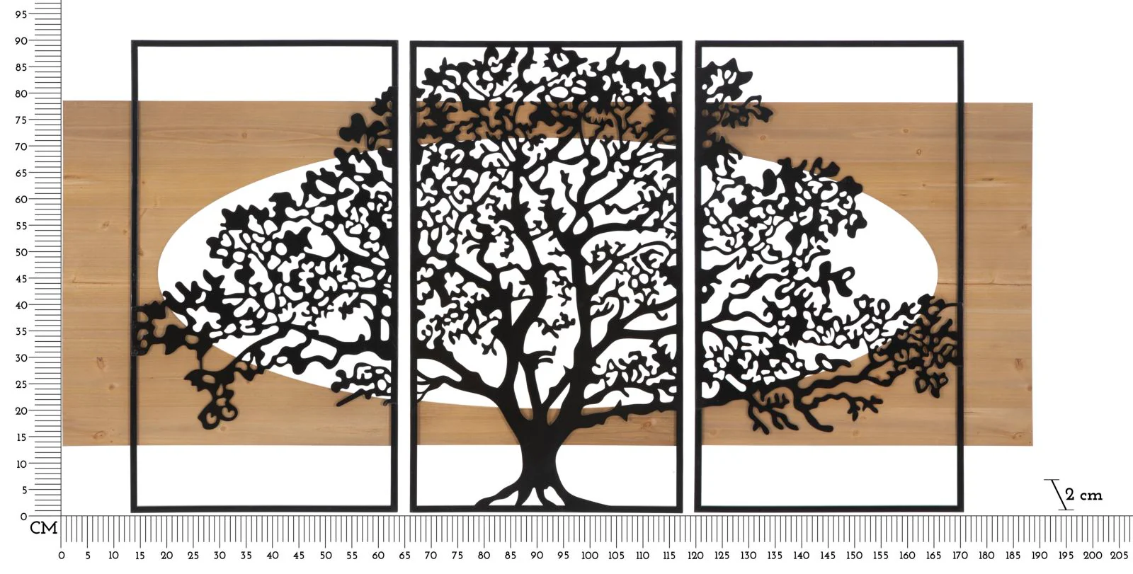 Set di Pannelli Decorativi 3D in Ferro e Legno - Albero Maestoso per Muri 176x2x90 cm - Image 6