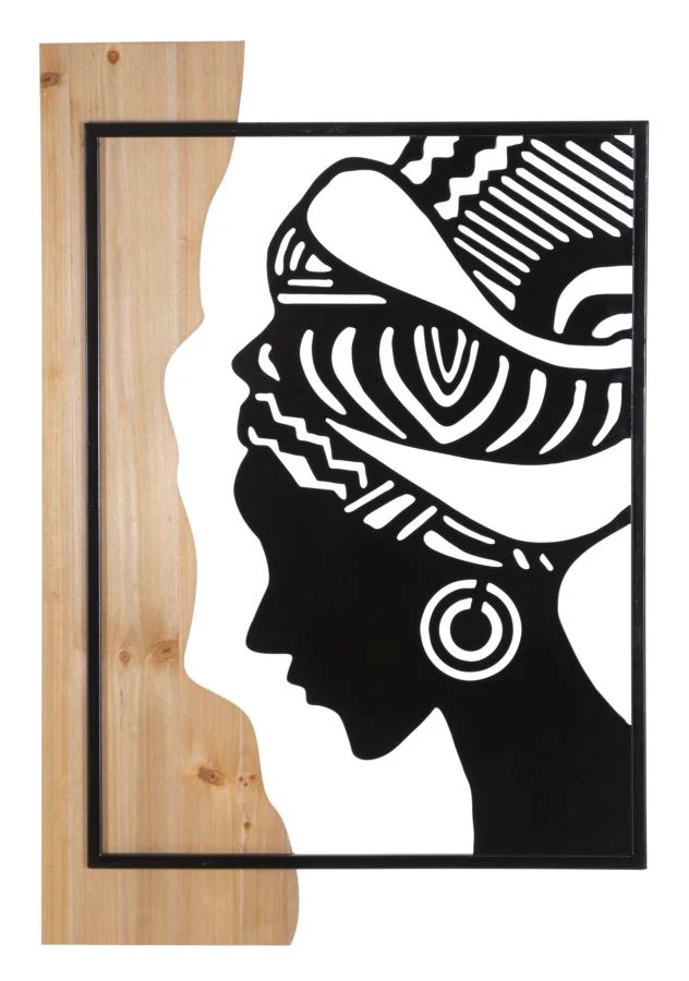 Pannello Decorativo Tribale in Ferro e Legno - 53x2x80 cm - Image 2
