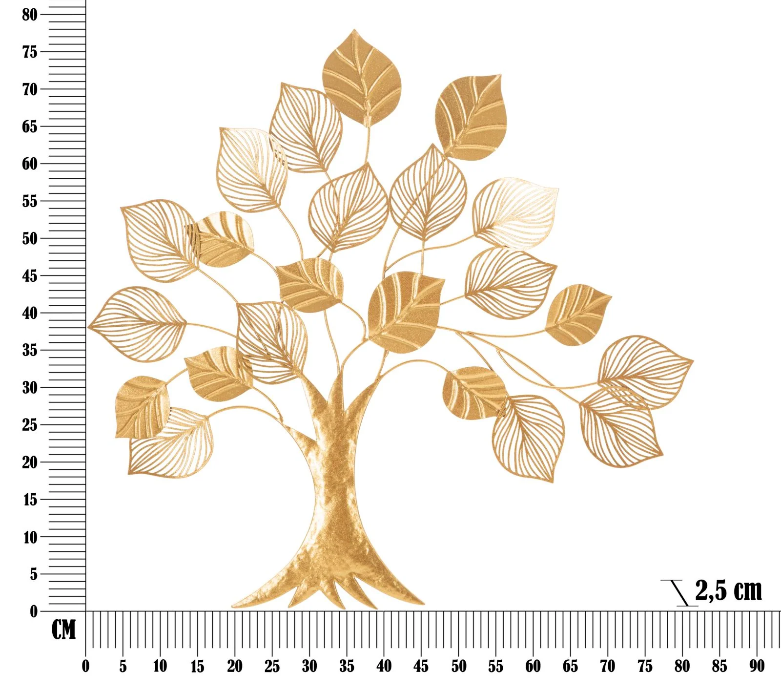 Pannello Decorativo in Ferro a Forma di Albero Goldy - 81x2,5x78 cm - Image 2