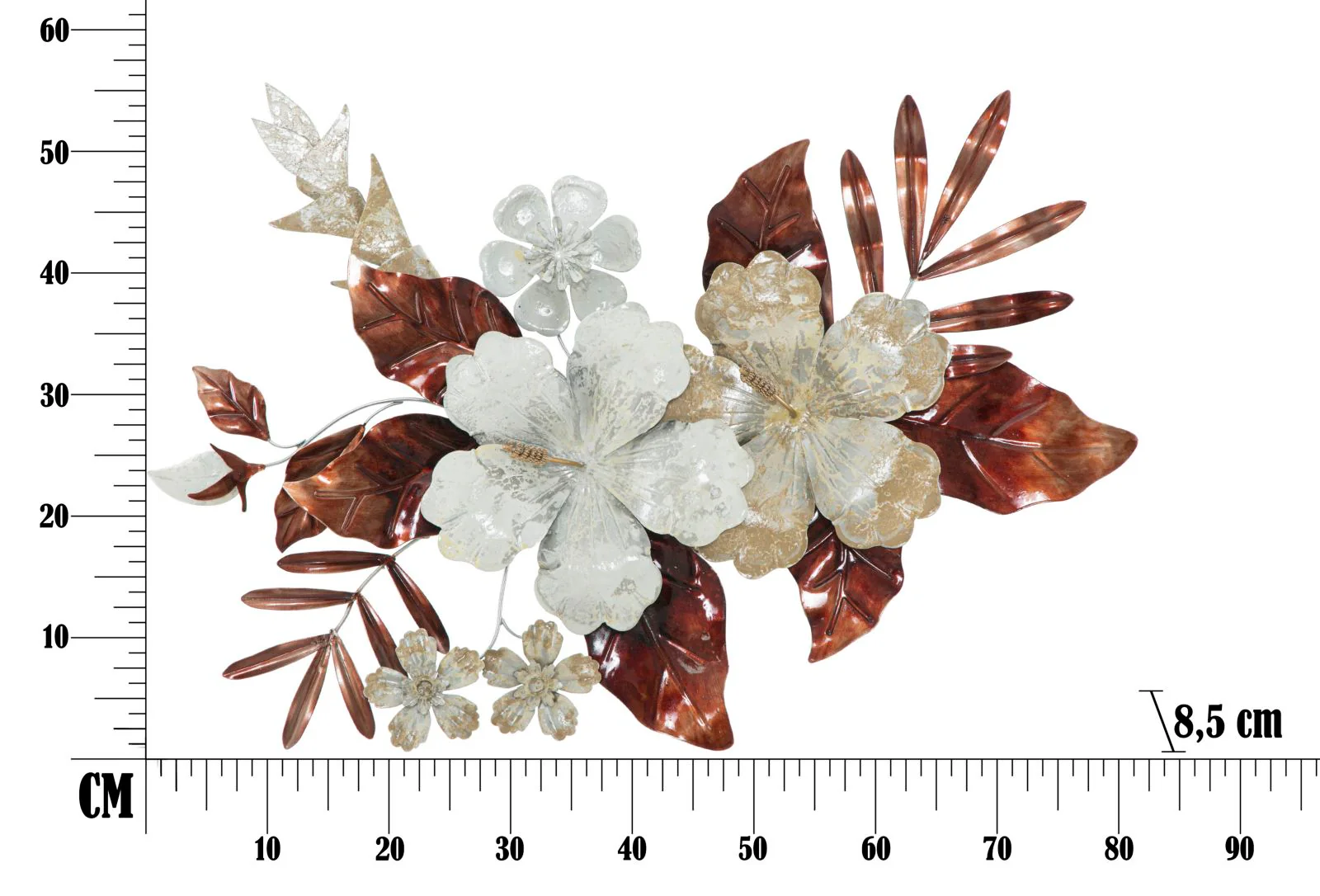 Pannello Decorativo in Metallo Bouquet 83x8,5x55 cm - Image 6