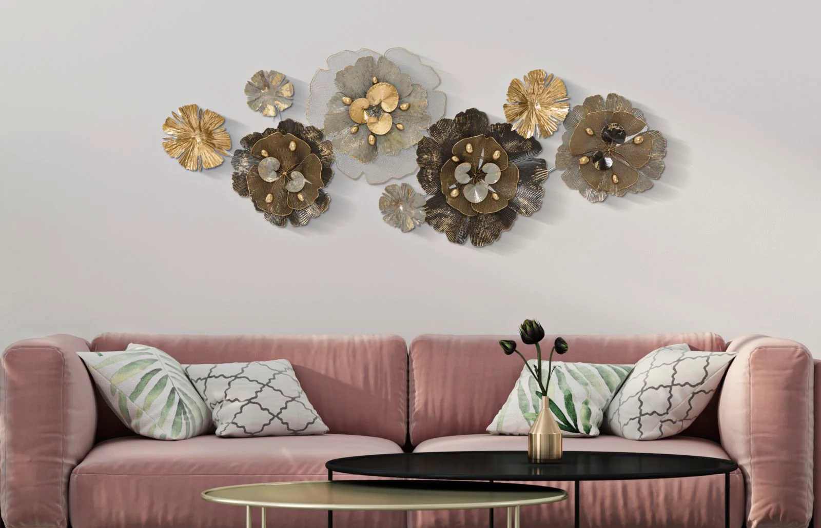 Pannello decorativo in metallo floreale cm 149,2x8,9x61 - Image 5