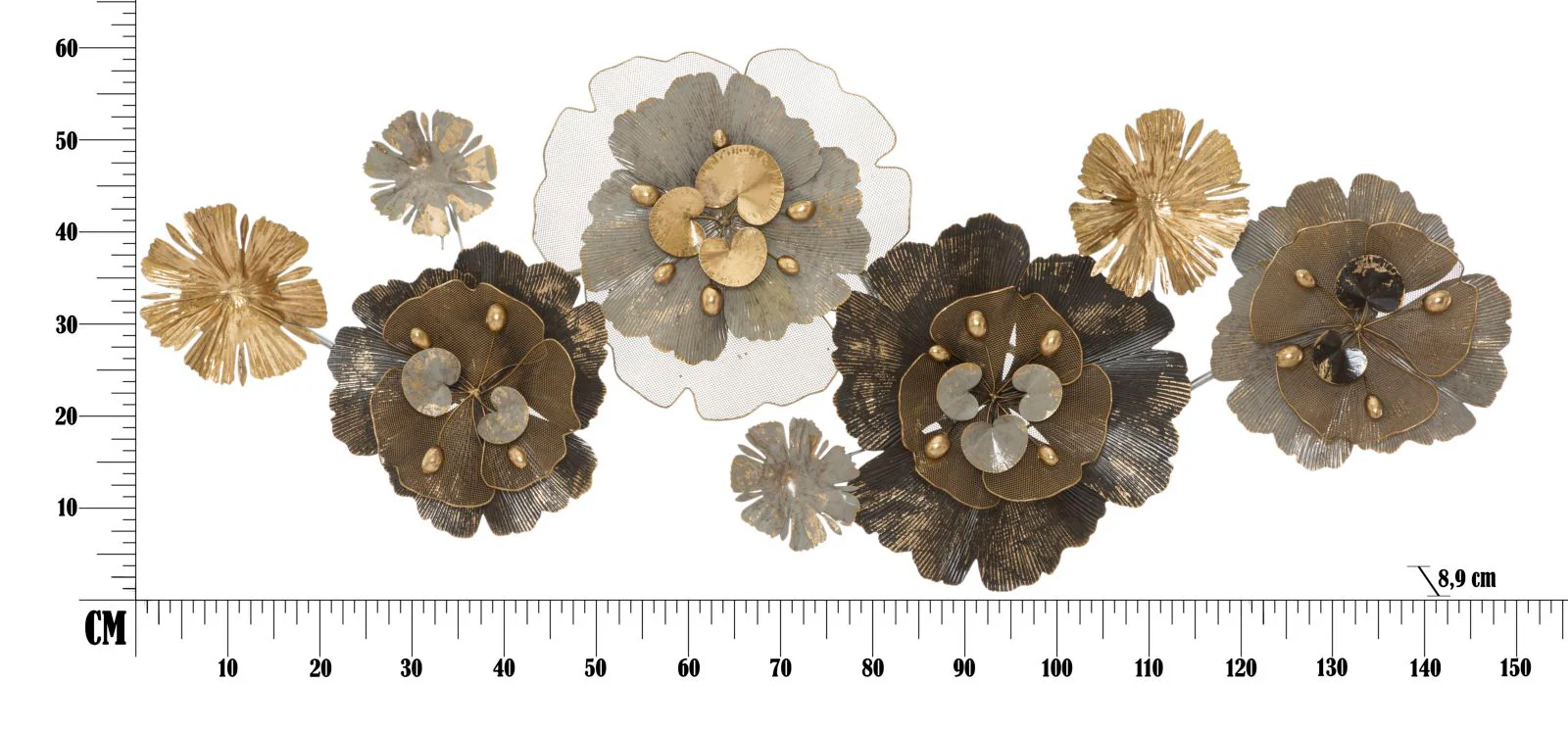 Pannello decorativo in metallo floreale cm 149,2x8,9x61 - Image 6