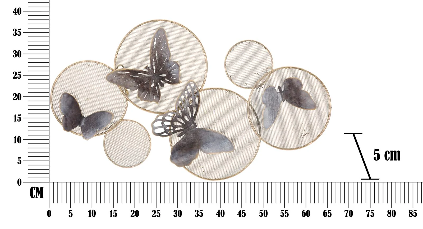Pannello Decorativo in Ferro Farfalla Scuro cm 66x5x38 - Image 6