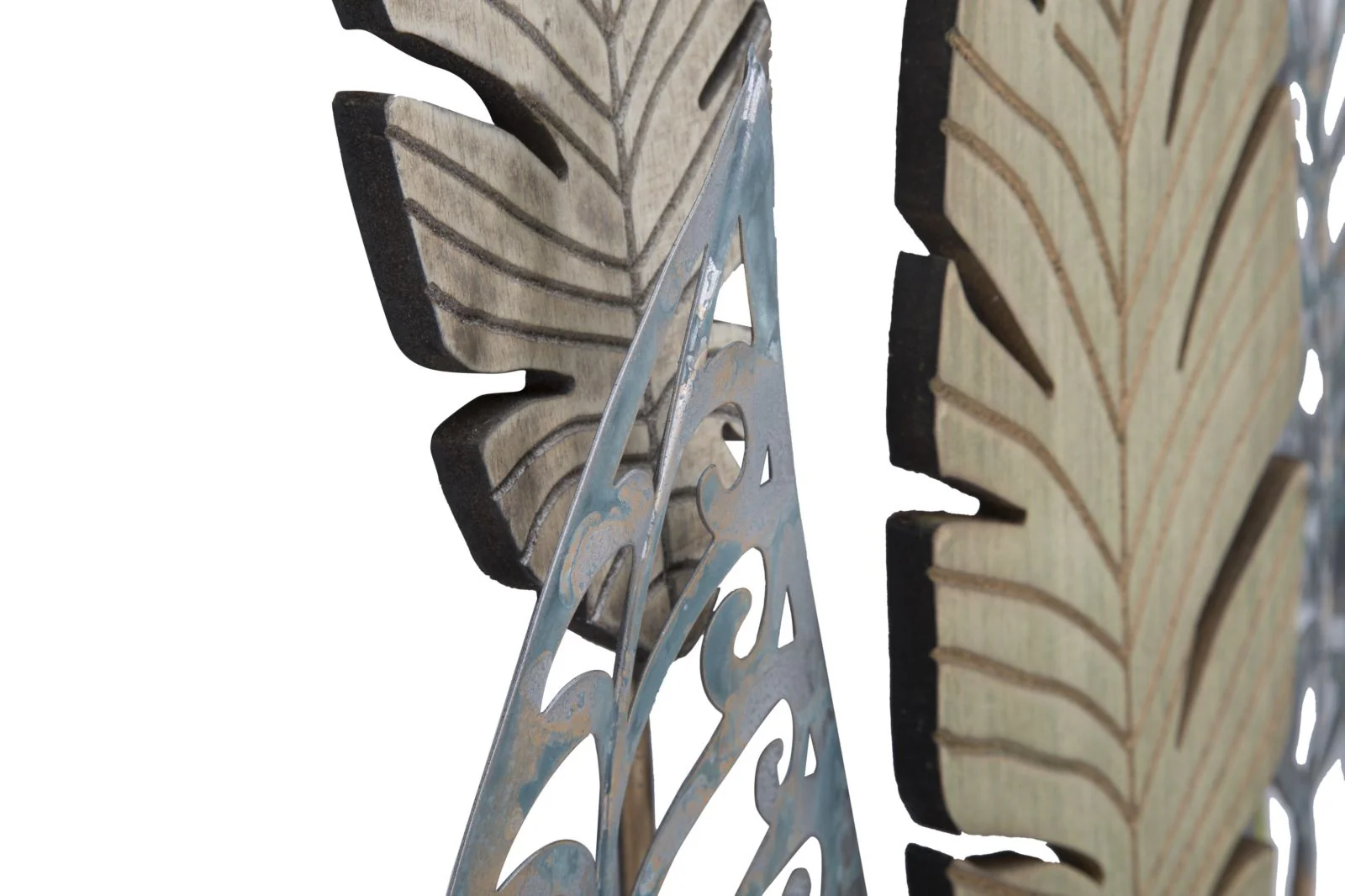 Pannello Decorativo in Ferro e Legno con Design Foglie - 75x2,5x87 cm - Image 6