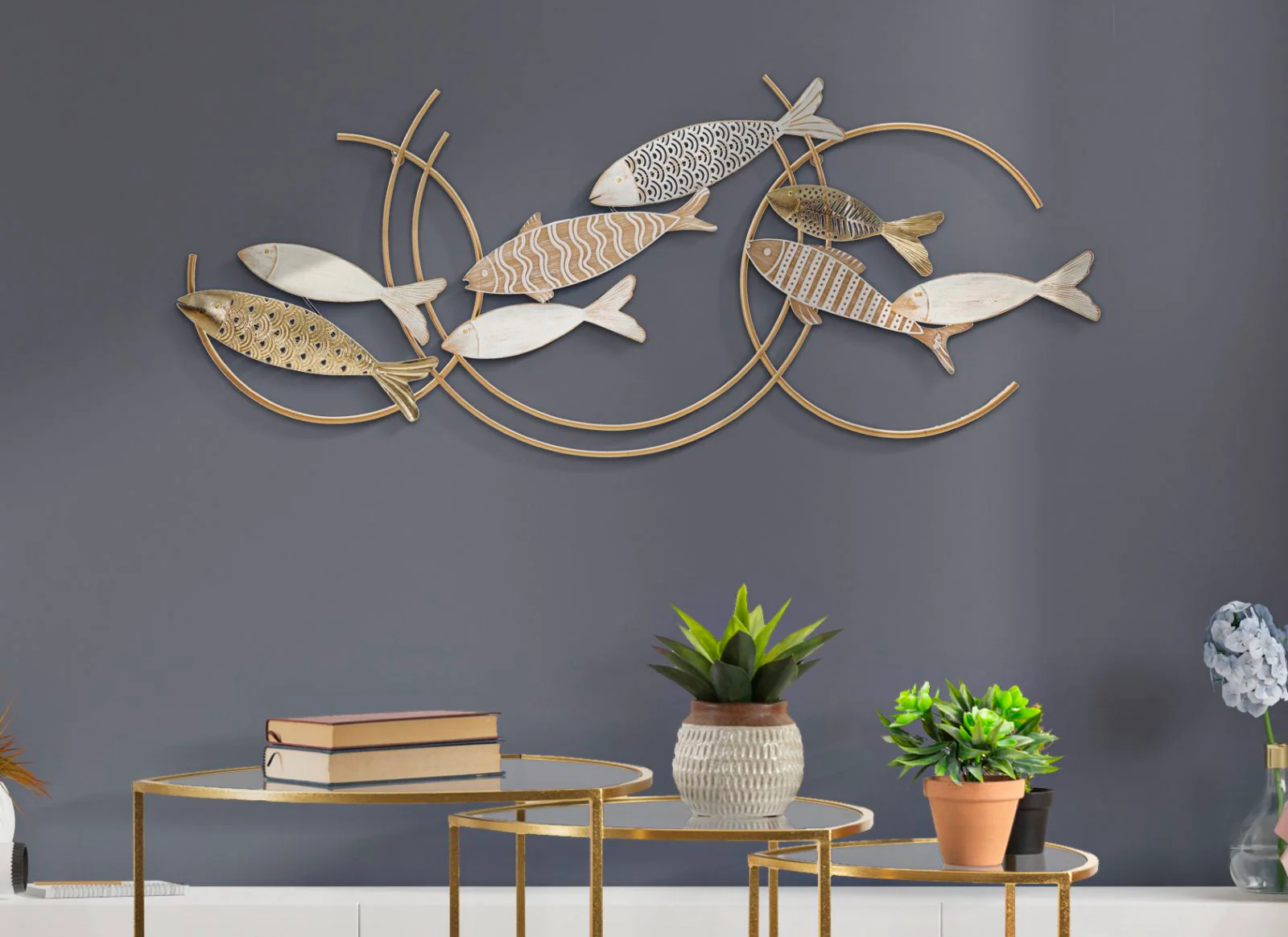 Pannello Decorativo in Ferro Fishy Move cm 142,9x5x61,6 - Image 5