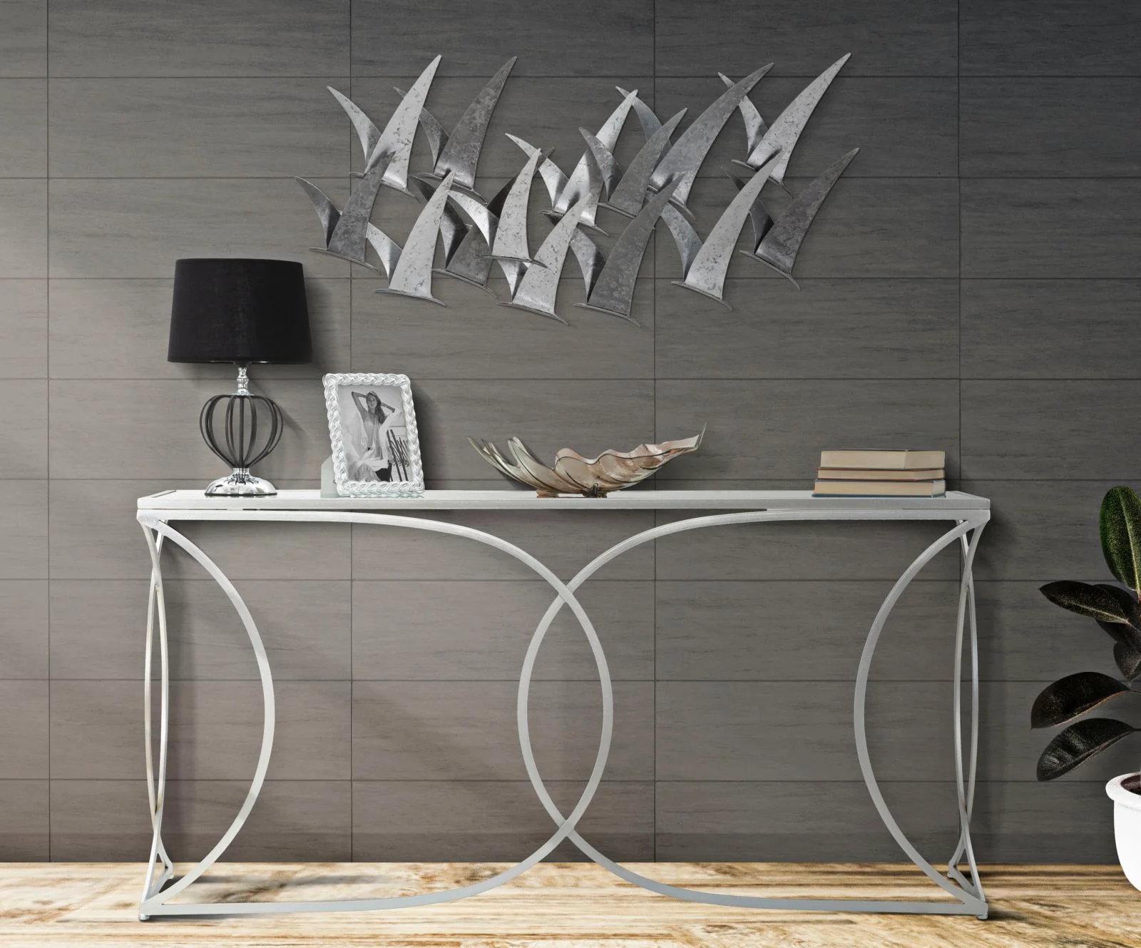 Pannello Decorativo in Ferro con Gabbiani 3D cm 93x12,7x47,6 - Image 5