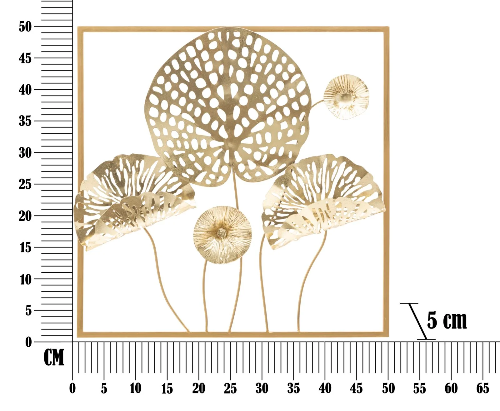 Pannello Decorativo in Ferro con Fiori Dorati cm 50x5x50 - Image 6