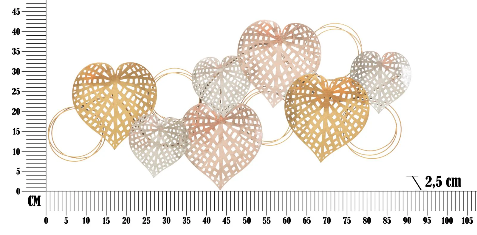 Pannello Decorativo in Ferro a Cuori 91x2,5x39,5 cm - Image 6