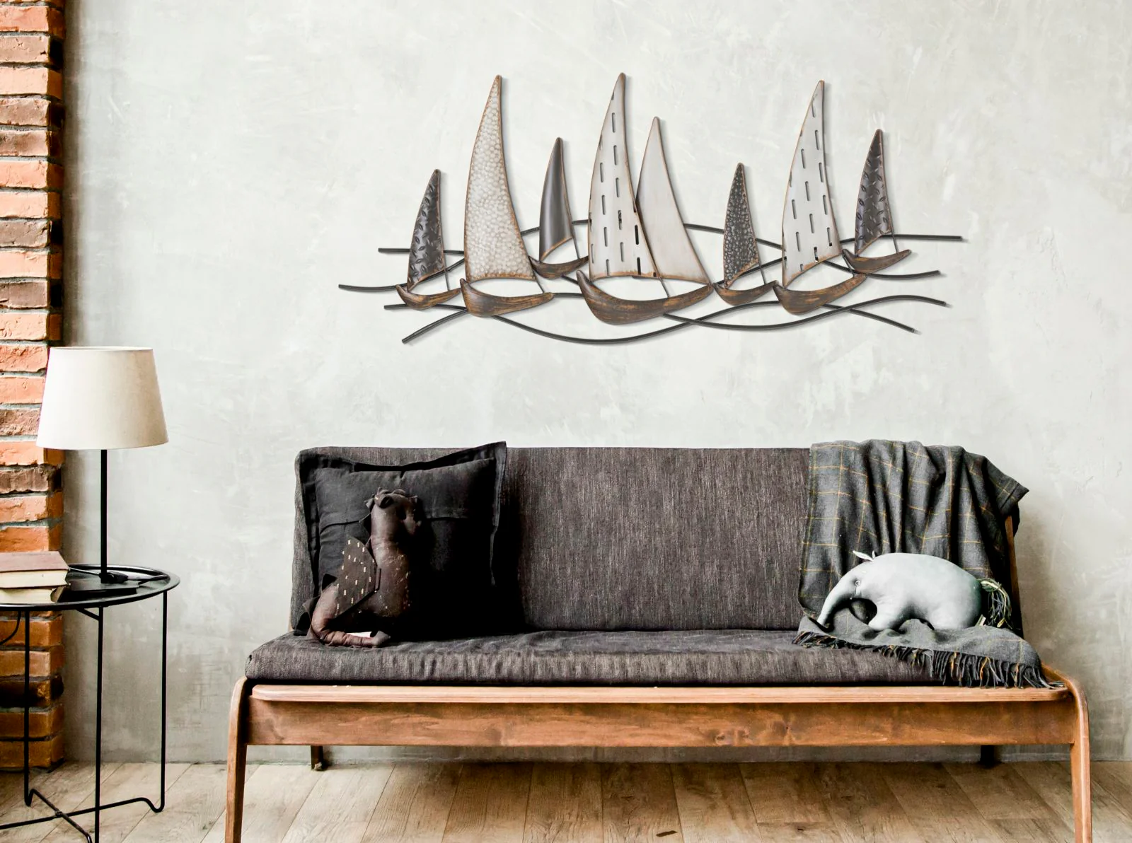 Pannello Decorativo in Ferro con Barche a Vela - cm 100x3x44 - Image 5