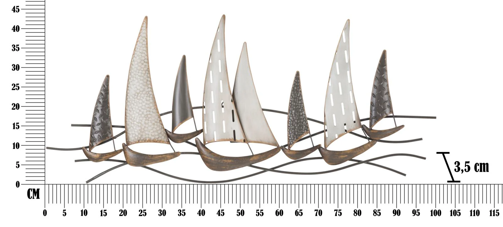 Pannello Decorativo in Ferro con Barche a Vela - cm 100x3x44 - Image 6