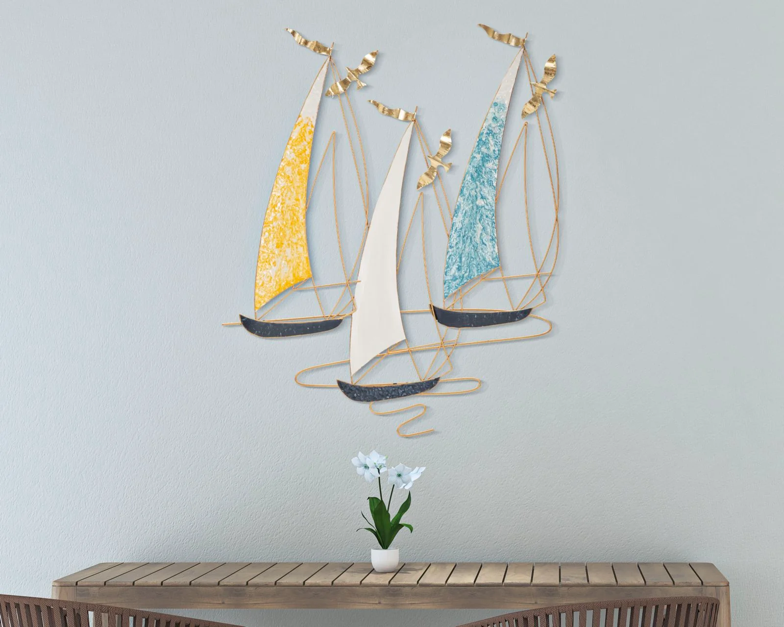 Pannello Decorativo in Ferro Vela - Design Marittimo Elegante cm 78,7x3,8x97,8 - Image 5
