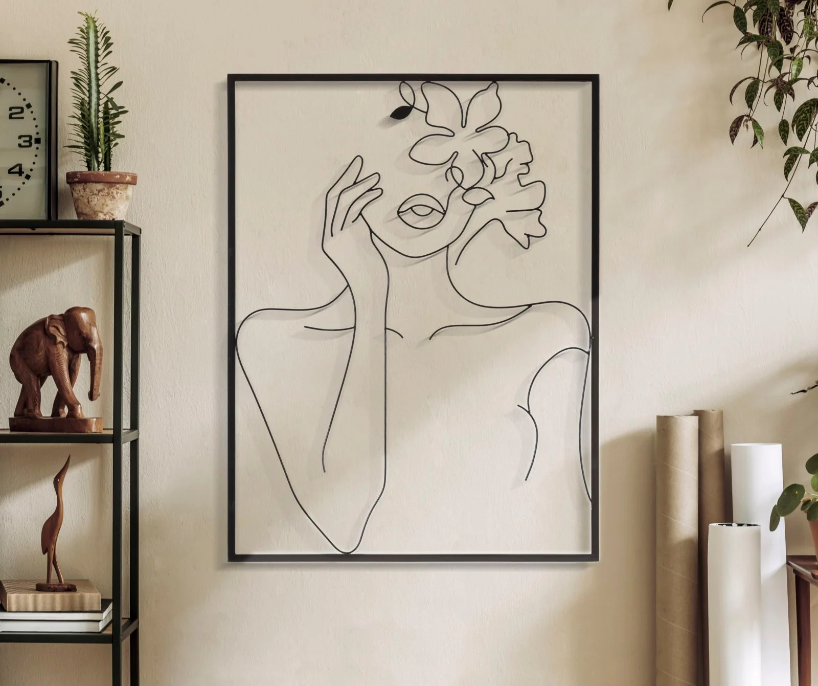 Pannello decorativo in ferro figura femminile con fiori 60x1x80 cm - Image 5