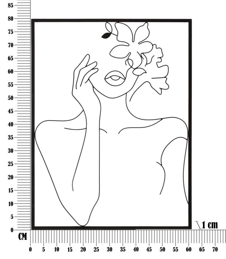 Pannello decorativo in ferro figura femminile con fiori 60x1x80 cm - Image 6