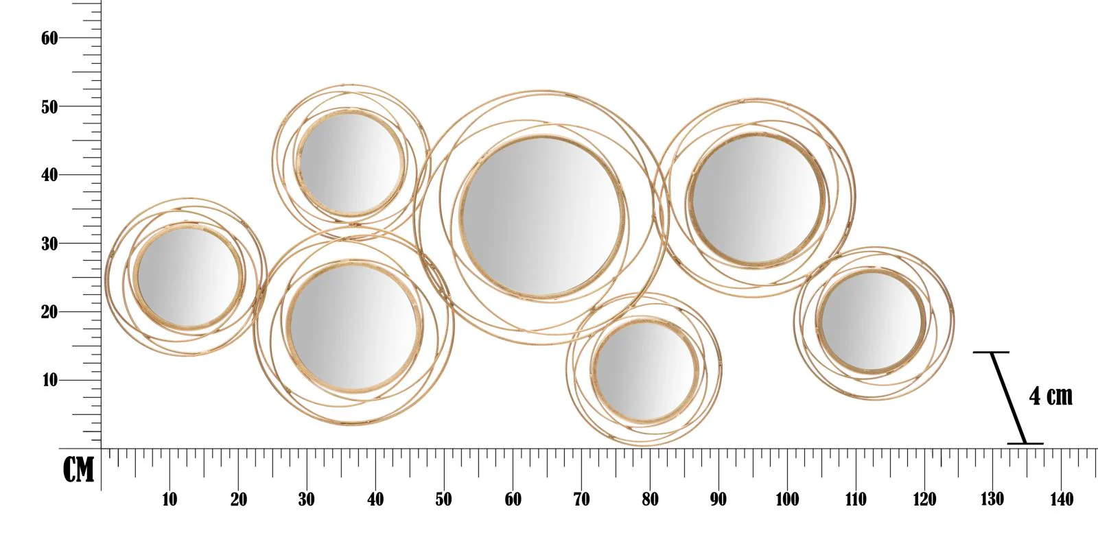Specchio Rotondo in Metallo Dorato cm 124,5x4x53,5 - Image 7