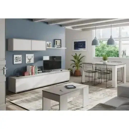 Parete attrezzata base e pensile cemento bianco cm.200x41x43h - Image 3