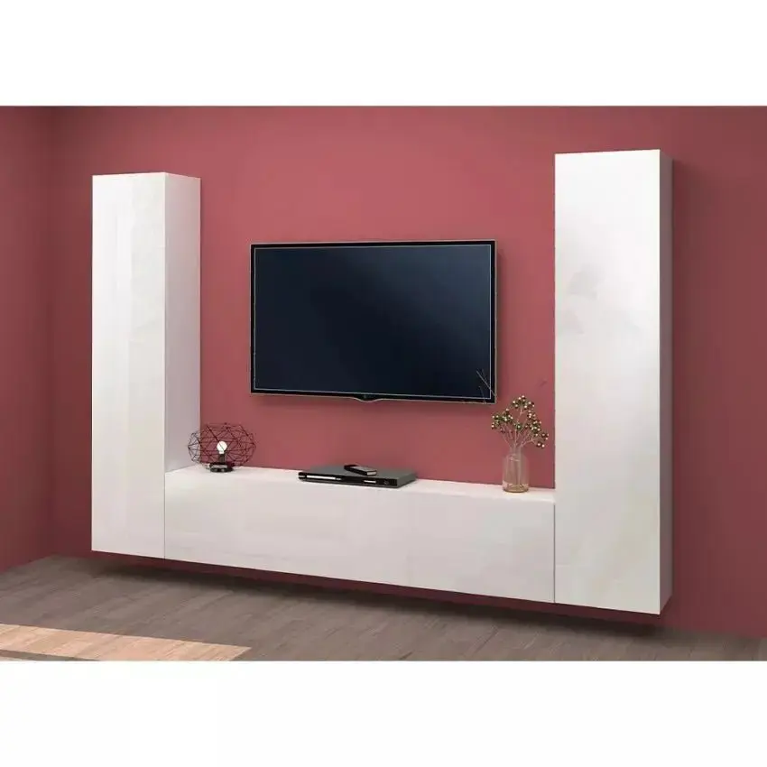 Parete Attrezzata Sospesa Maruska Moderna Bianca - 180 x 30 x 40 cm - Image 3