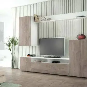 Parete Soggiorno Bridge Bianco e Rovere Chiaro cm 207 x 34 x 170 h - Image 3