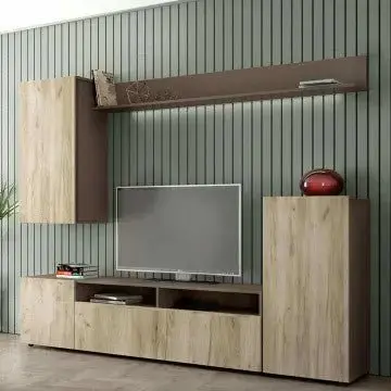 Parete Soggiorno Bridge Taupe e Rovere - Dimensioni: cm 207 x 34 x 170 h - Image 2
