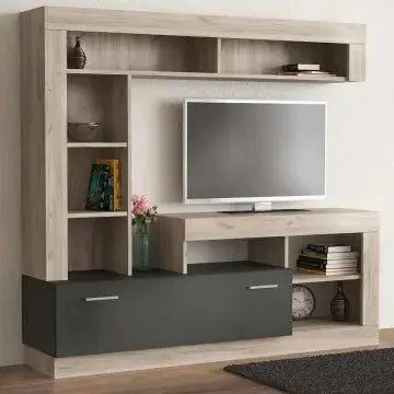 Parete Soggiorno Leonard Antracite e Olmo, cm 170 x 42 x 170 h - Image 3