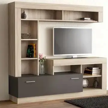 Parete Soggiorno Leonard Olmo e Grigio - Dimensioni: cm 170 x 42 x 170 h - Image 2