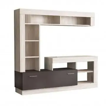 Parete Soggiorno Leonard Pino Chiaro e Grigio - Dimensioni: cm 170 x 42 x 170 h