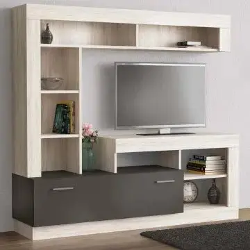 Parete Soggiorno Leonard Pino Chiaro e Grigio - Dimensioni: cm 170 x 42 x 170 h - Image 2