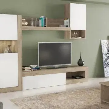 Parete Soggiorno Roomy Bianco e Rovere Chiaro cm 255 x 40 x 200 h - Image 2