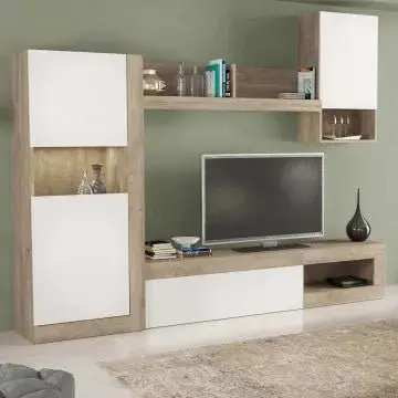 Parete Soggiorno Roomy Bianco e Rovere Chiaro cm 255 x 40 x 200 h - Image 3