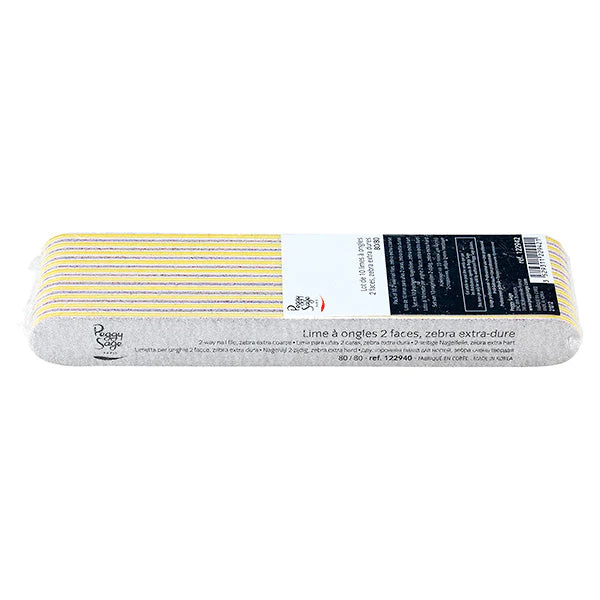 PEGGY SAGE  LOTTO 10 LIMETTE PER UNGHIE 2 FACCE, 80/80 ZEBRA