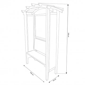 Pergola ad arco con panca in legno pino per giardino 160 x 70 x 190 - Image 3