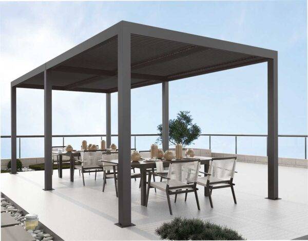 Pergola Bioclimatica Atena100 in Alluminio Grigio, 3x4x2,5H