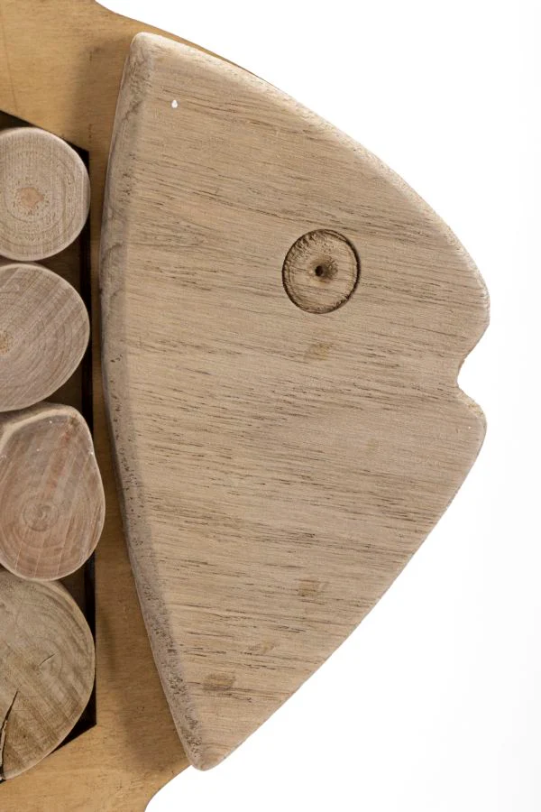 Scultura da Appendere a Forma di Pesce in Legno Naturale cm 42,5x2x28,5 - Image 4